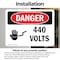 Signmission 440 Volts Danger Sign, Vinyl Decal, 10in W x 7in L, 2PK OS-2PACK-DS-D-710-L-1011 - alternate 6
